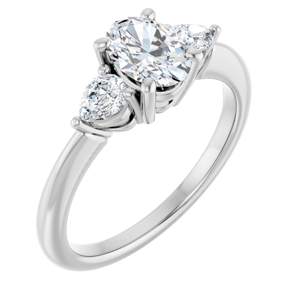 14K White Gold 7 x 5 mm Oval 1/4 CTW Lab-Grown Diamond Semi-Set Engagement Ring