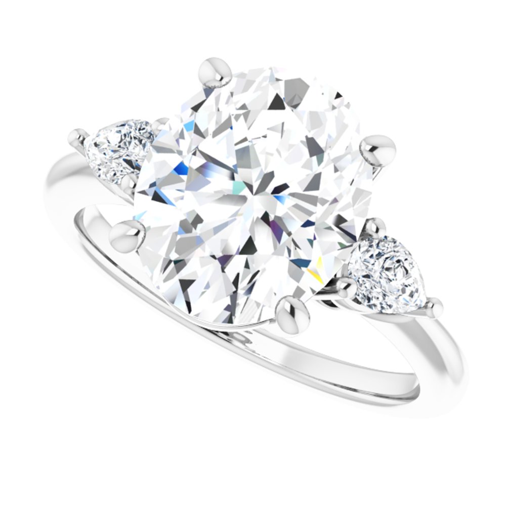 14K White Gold 11 x 9 mm Oval 1/4 CTW Lab-Grown Diamond Semi-Set Engagement Ring