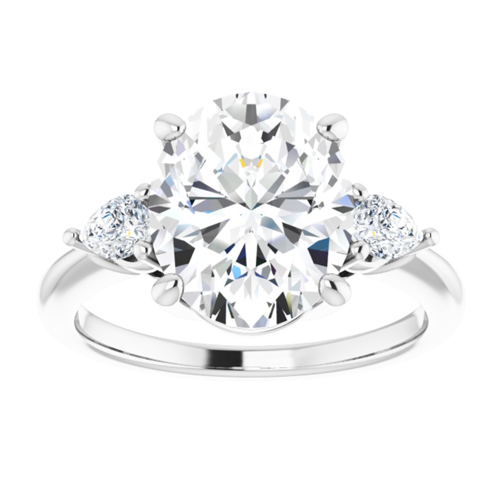 14K White Gold 11 x 9 mm Oval 1/4 CTW Lab-Grown Diamond Semi-Set Engagement Ring