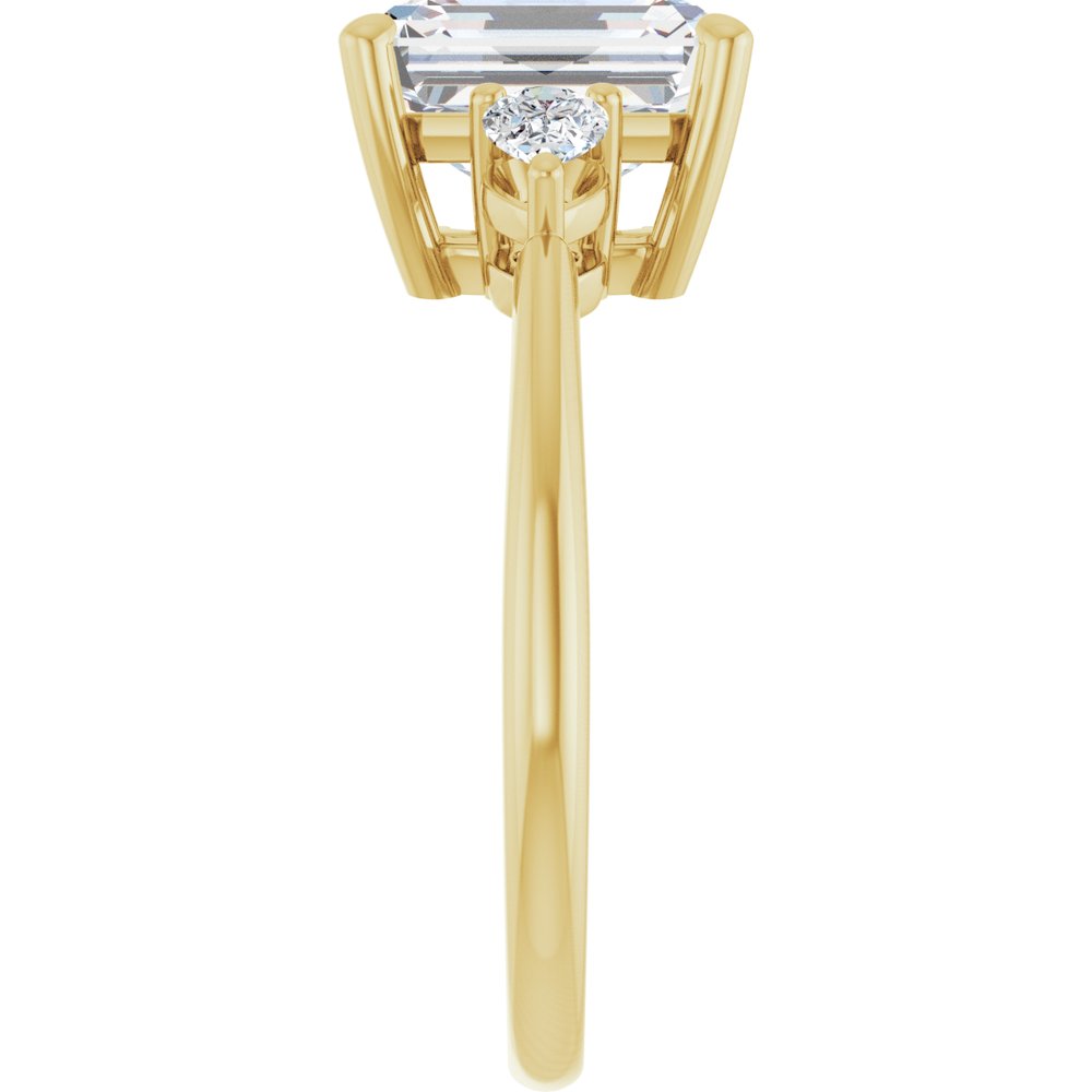 14K Yellow Gold 9 x 7 mm Emerald 1/4 CTW Natural Diamond Semi-Set Engagement Ring