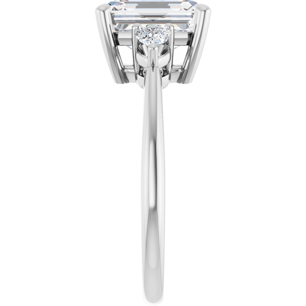 14K White Gold 9 x 7 mm Emerald 1/4 CTW Natural Diamond Semi-Set Engagement Ring