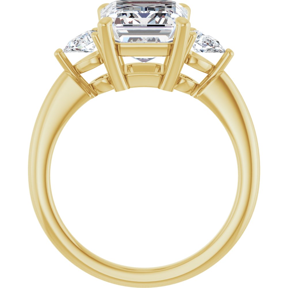 14K Yellow Gold 10 x 8 mm Emerald 1/4 CTW Lab-Grown Diamond Semi-Set Engagement Ring
