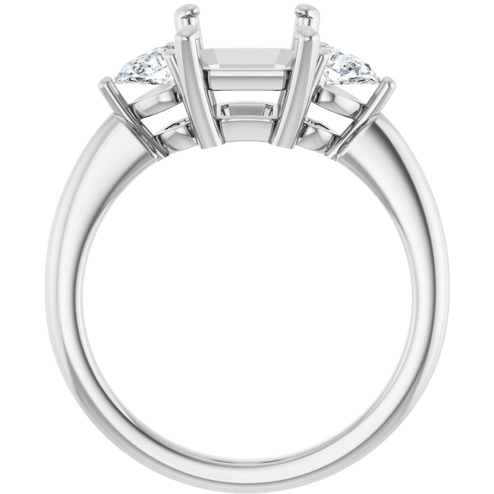 14K White Gold 9 x 7 mm Emerald 1/4 CTW Natural Diamond Semi-Set Engagement Ring