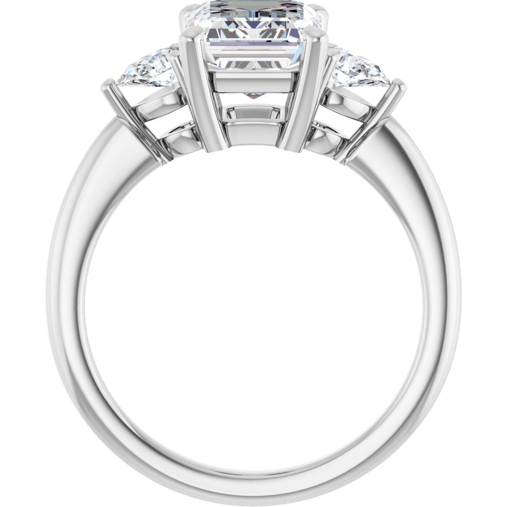 14K White Gold 9 x 7 mm Emerald 1/4 CTW Natural Diamond Semi-Set Engagement Ring