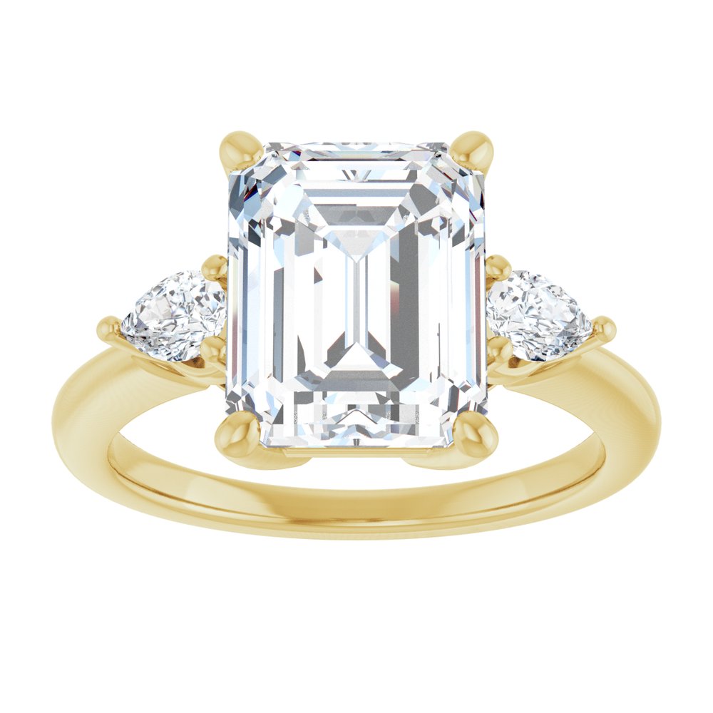 14K Yellow Gold 10 x 8 mm Emerald 1/4 CTW Lab-Grown Diamond Semi-Set Engagement Ring