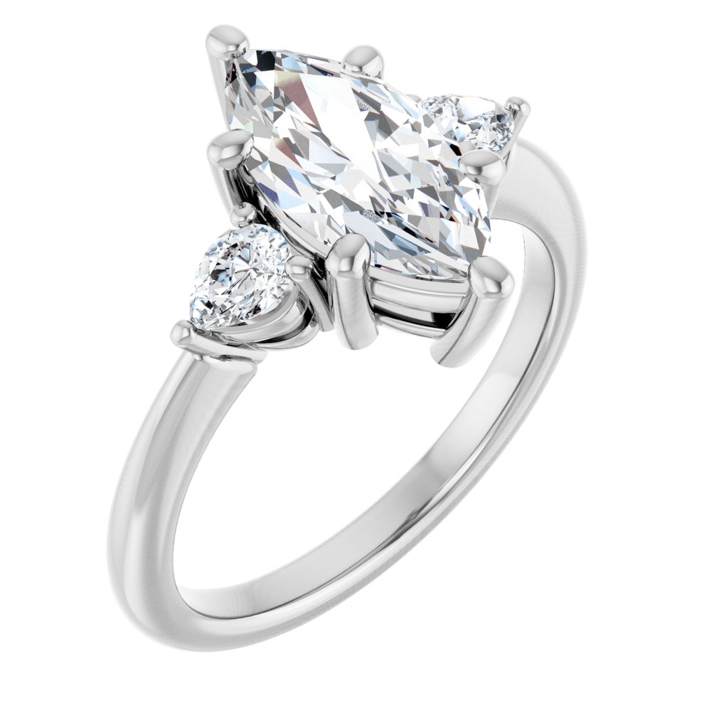 14K White Gold 12 x 6 mm Marquise 1/4 CTW Lab-Grown Diamond Semi-Set Engagement Ring