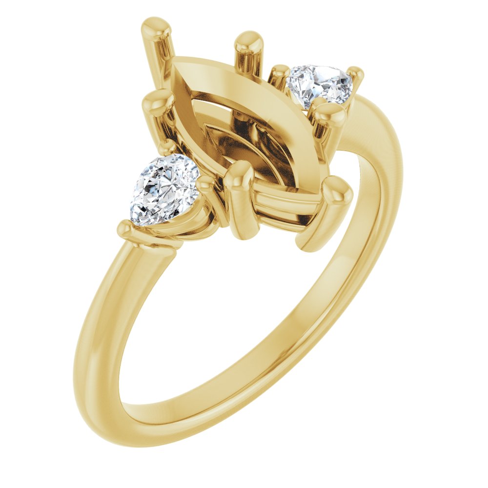 14K Yellow Gold 12 x 6 mm Marquise 1/4 CTW Lab-Grown Diamond Semi-Set Engagement Ring