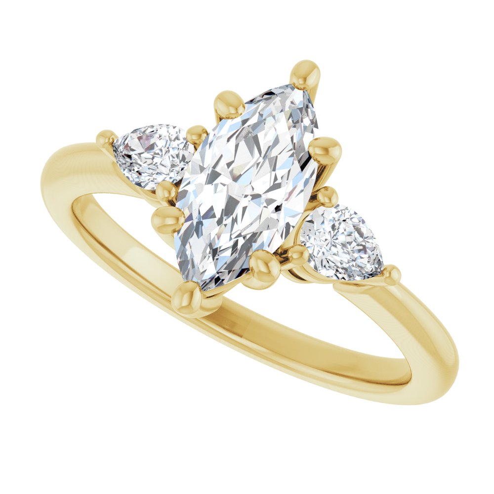 14K Yellow Gold 10 x 5 mm Marquise 1/4 CTW Lab-Grown Diamond Semi-Set Engagement Ring
