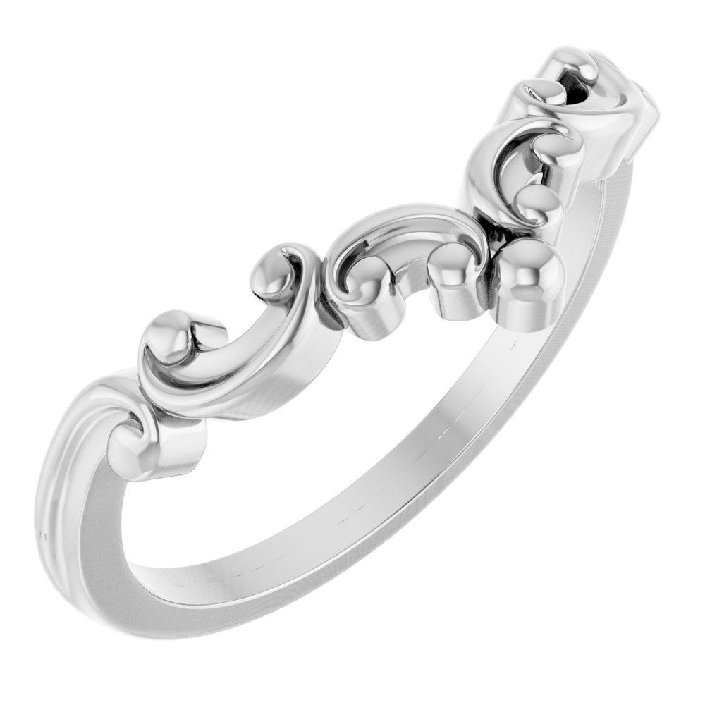14K White Sculptural Contour Band