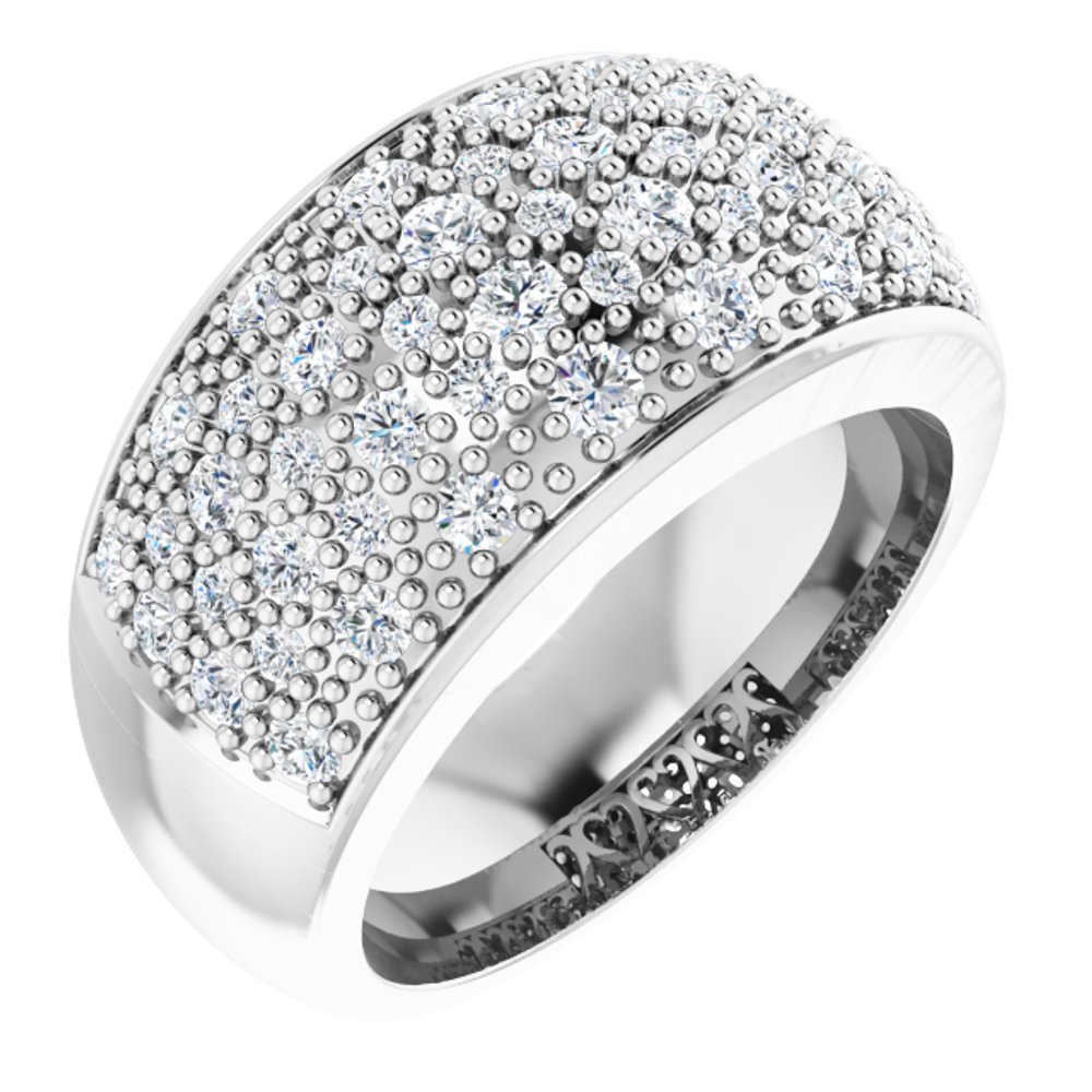 14K White Gold 1 CTW Natural Diamond Micro Pavé-Style Ring Size 7