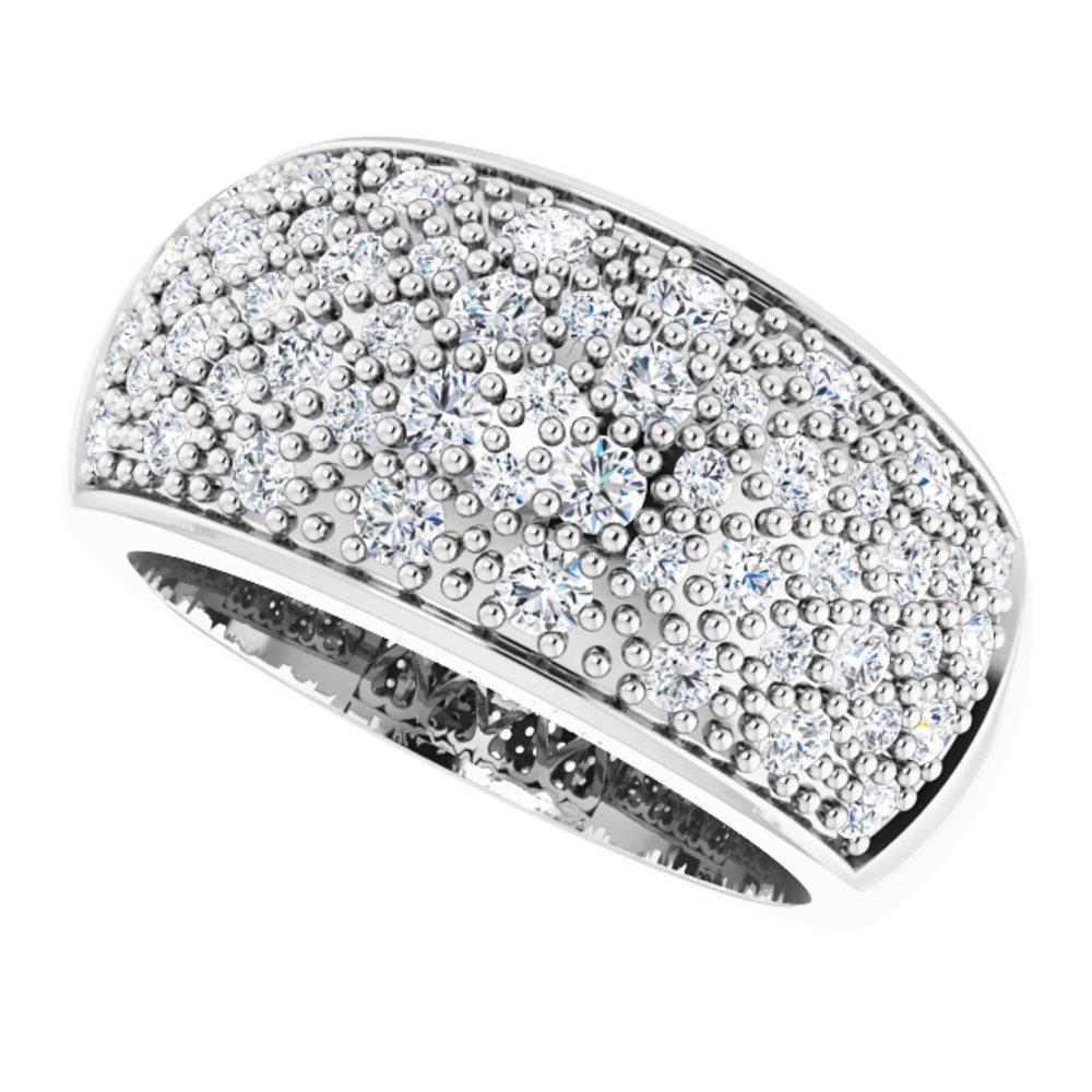 14K White Gold 1 CTW Natural Diamond Micro Pavé-Style Ring Size 7