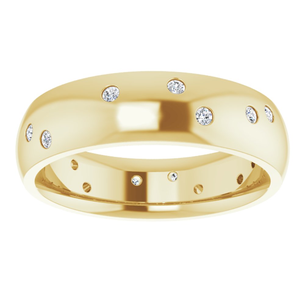 14K Yellow Gold 1/5 CTW Natural Diamond Scattered Comfort-Fit 6 mm Half Round Eternity Band Size 7