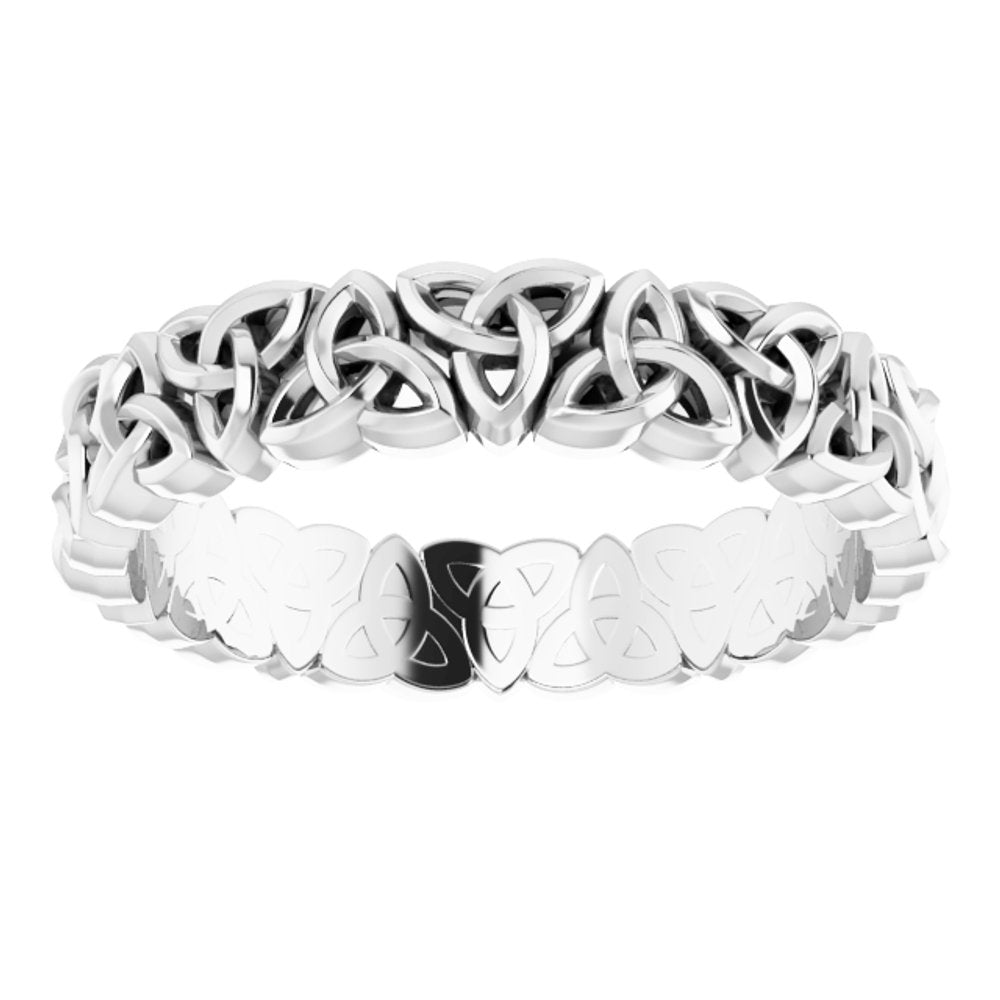 14K White Gold 4 mm Celtic-Inspired Band Size 6.5