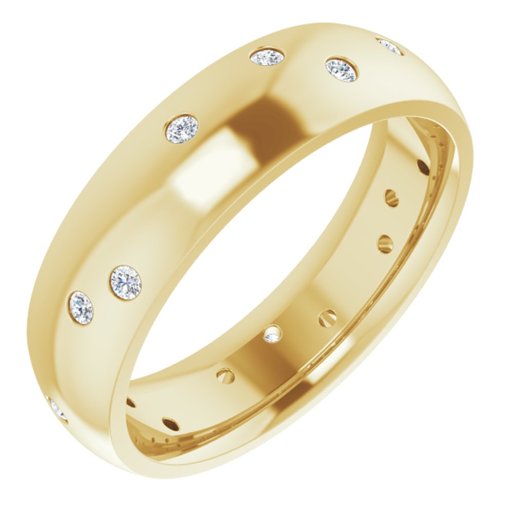14K Yellow Gold 1/4 CTW Natural Diamond Scattered Comfort-Fit 6 mm Half Round Eternity Band Size 10