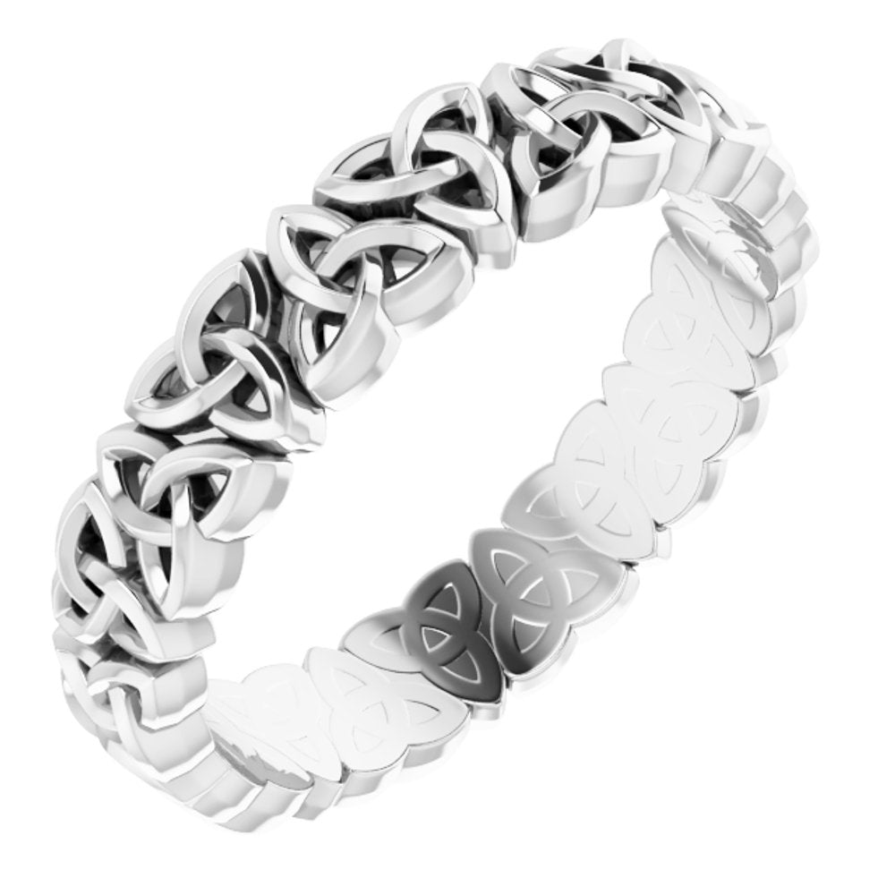 14K White Gold 4 mm Celtic-Inspired Band Size 6.5
