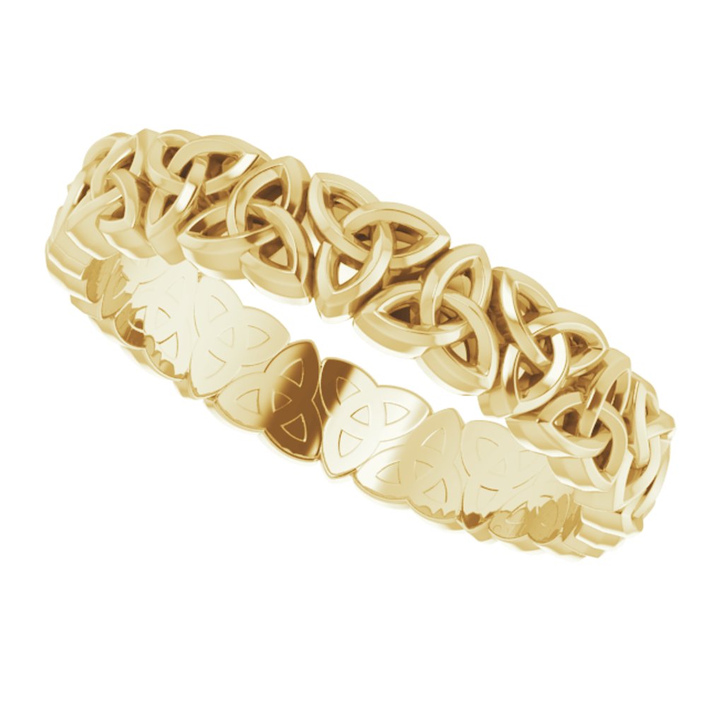 14K Yellow Gold 4 mm Celtic-Inspired Band Size 7.5