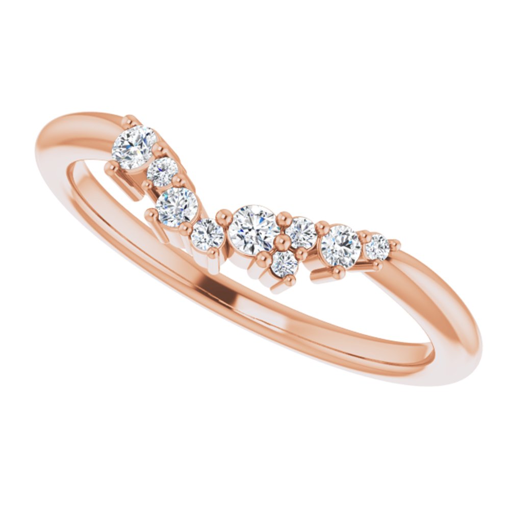 14K Rose 1/8 CTW Natural Diamond Matching Band
