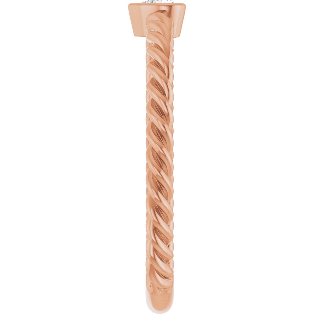 14K Rose Gold 1/6 CT Natural Diamond Bezel-Set Rope Ring