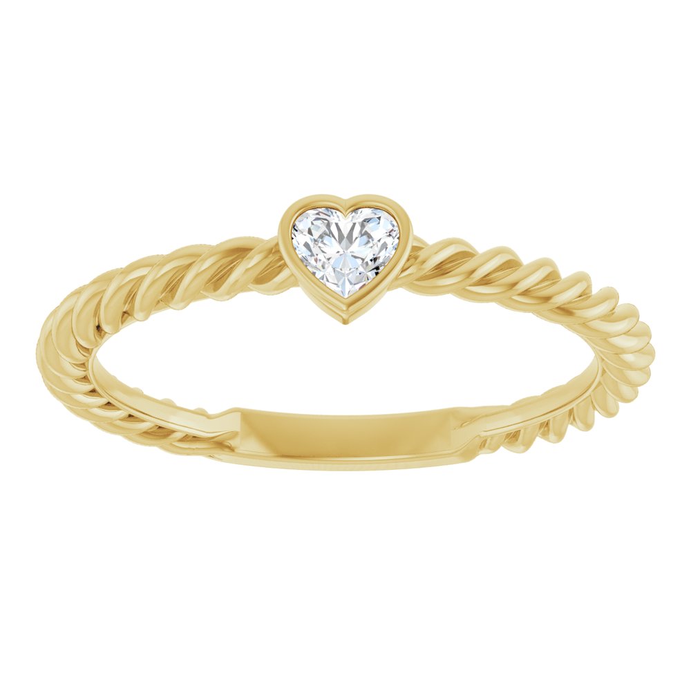 14K Yellow Gold 1/6 CT Natural Diamond Bezel-Set Rope Ring