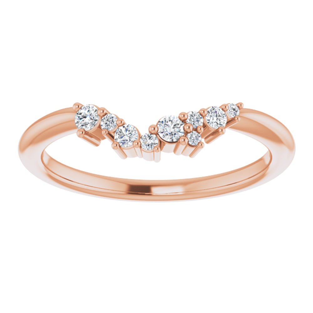 14K Rose 1/8 CTW Natural Diamond Matching Band