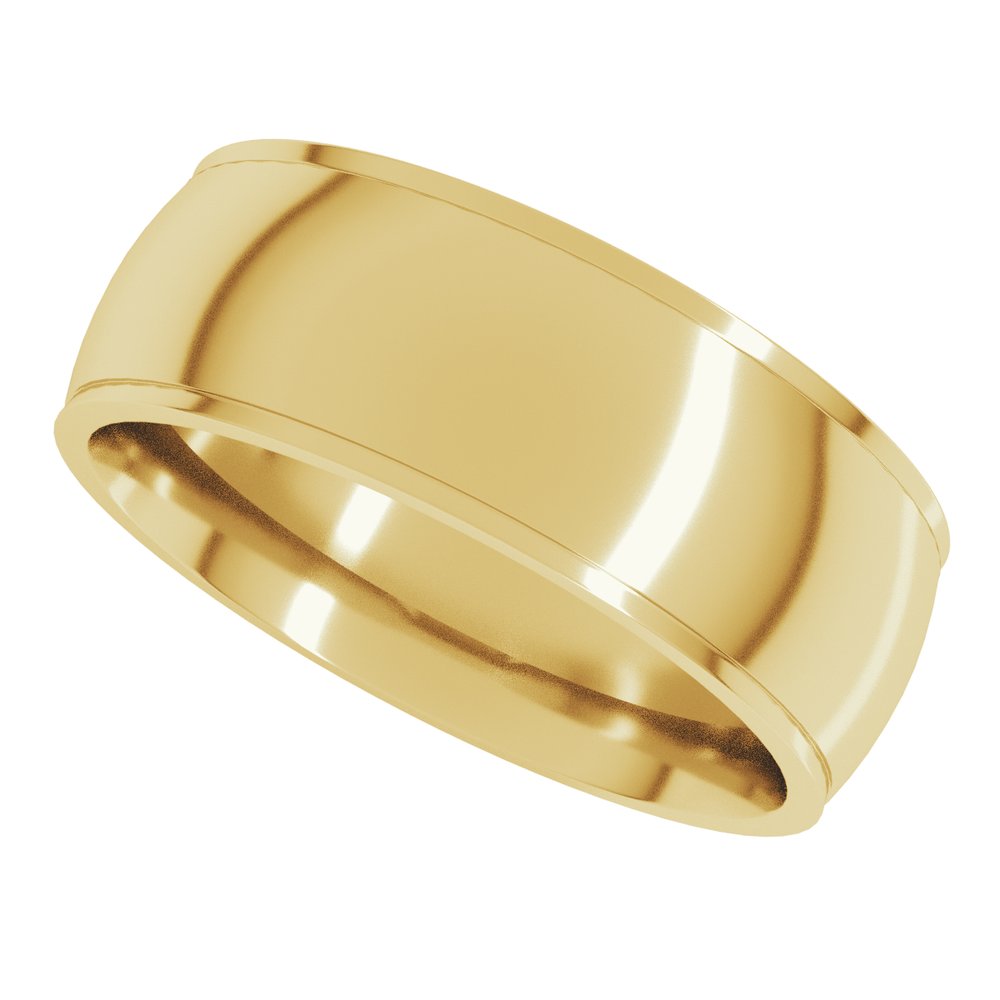 18K Yellow 7 mm Stepped-Edge Comfort-Fit Half Round Band Size 10.5