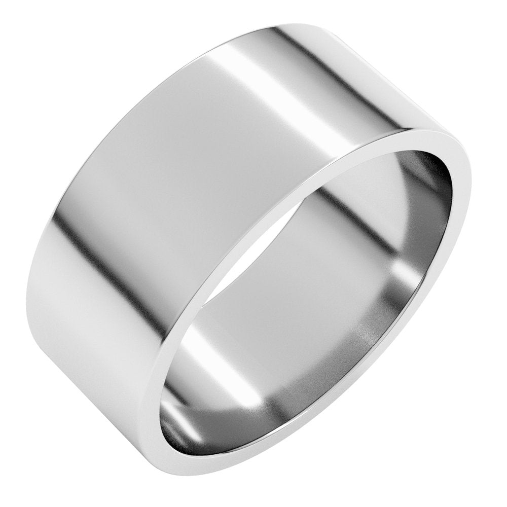 10K White 8 mm Flat Band Size 9.5