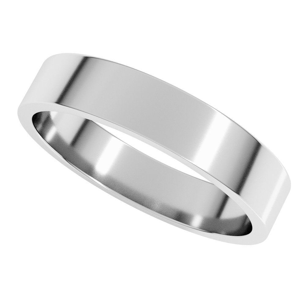 10K White 4 mm Flat Band
