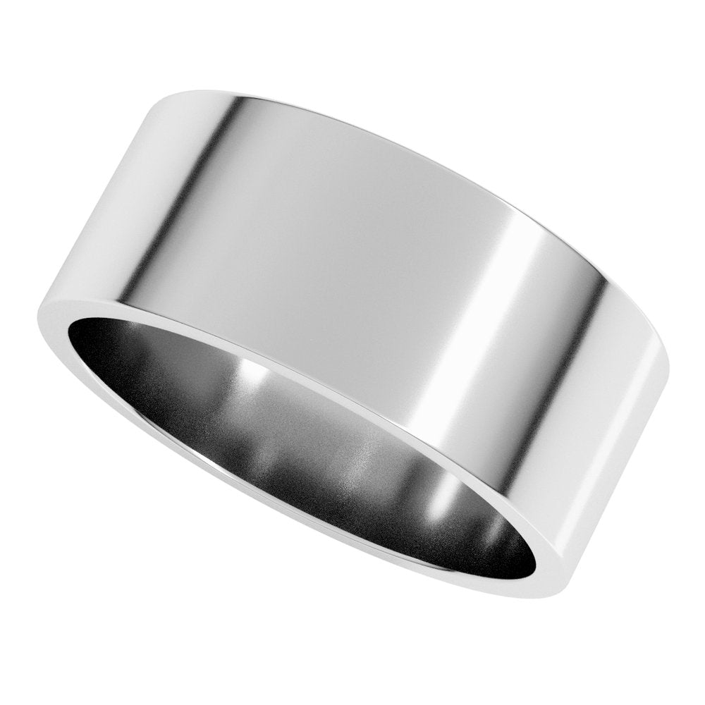 14K X1 White Gold 8 mm Flat Band Size 6.5