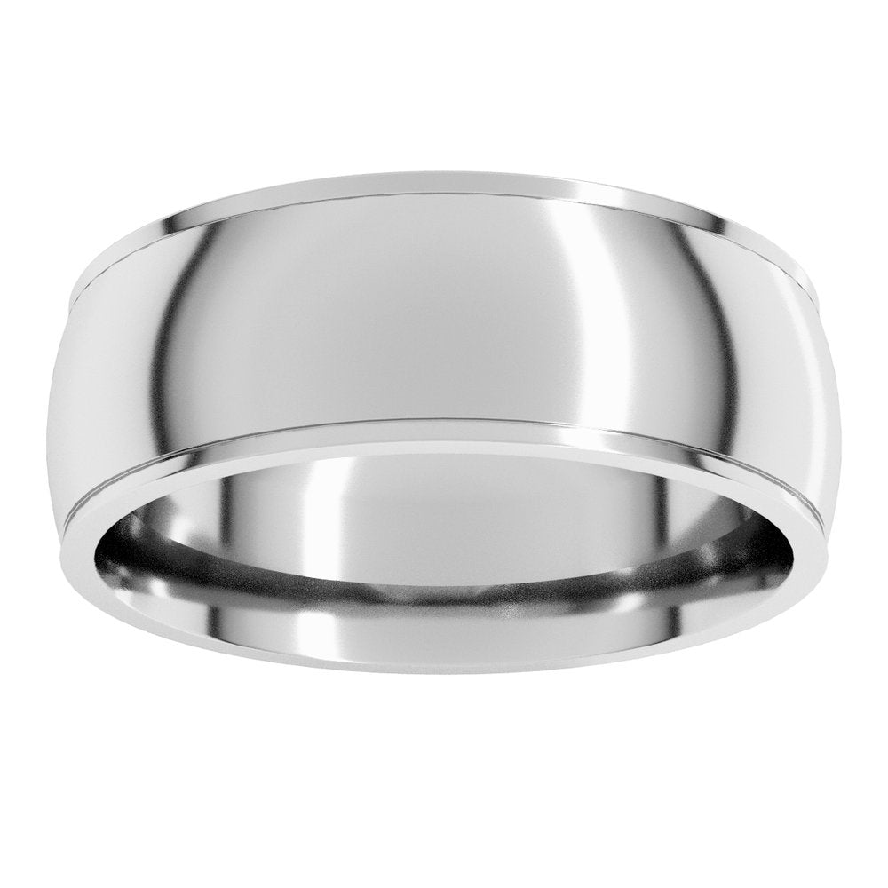 10K White 7 mm Stepped-Edge Comfort-Fit Half Round Band Size 8.5