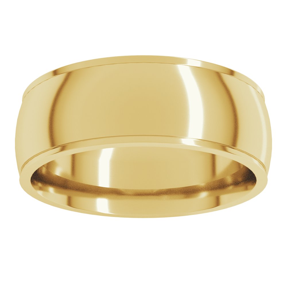 14K Yellow 7 mm Stepped-Edge Comfort-Fit Half Round Band Size 10
