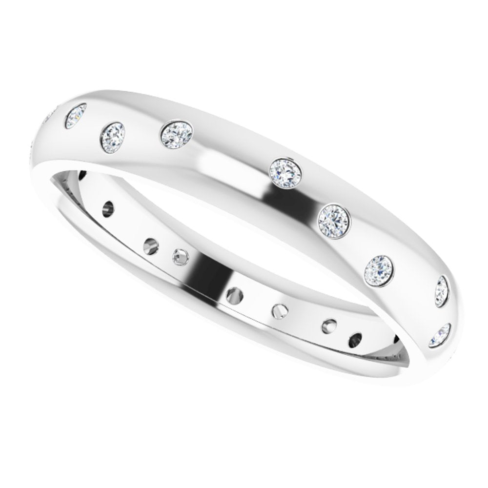 14K White Gold 1/5 CTW Natural Diamond Scattered Comfort-Fit 4 mm Half Round Eternity Band Size 7.5