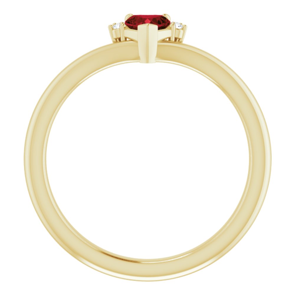14K Yellow Natural Mozambique Garnet & .03 CTW Natural Diamond Heart Rring