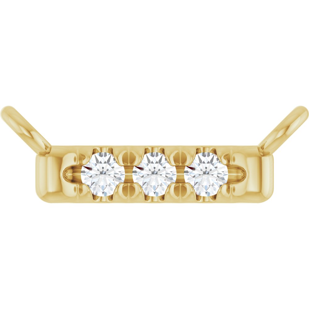 14K Yellow Gold .03 CTW Natural Diamond French-Set Bar Necklace Center