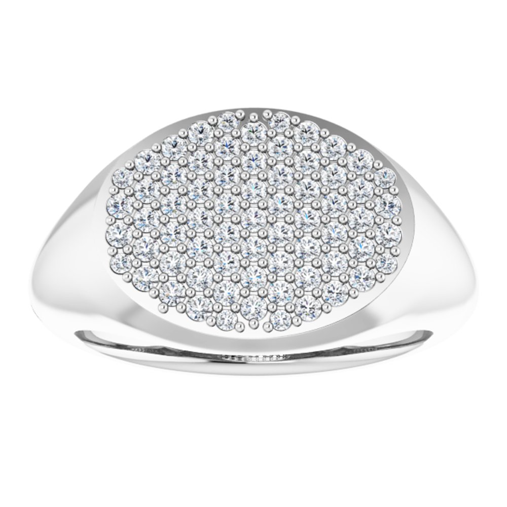 14K White Gold 1/4 CTW Natural Diamond Signet Ring