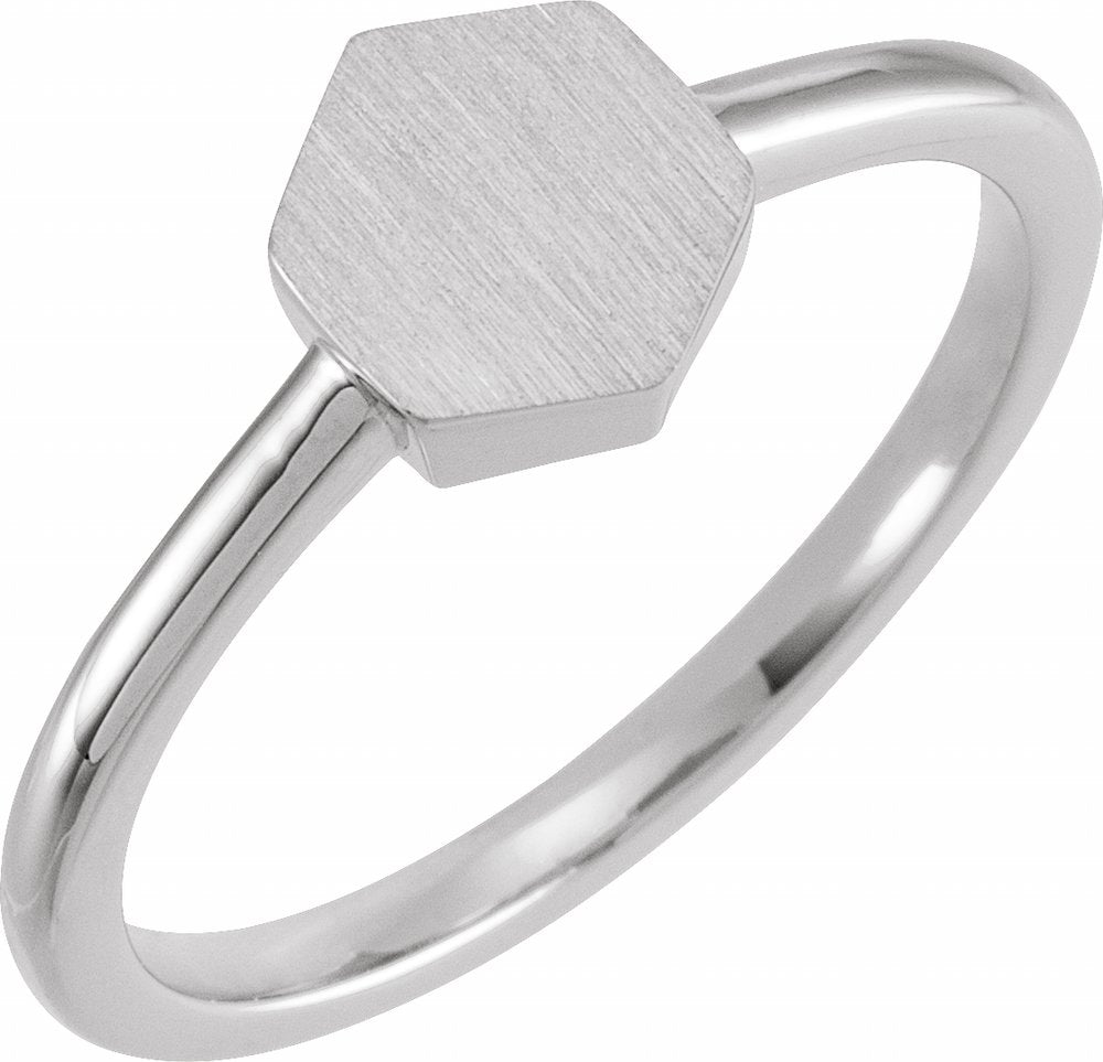Sterling Silver 9.5x8 mm Geometric Signet Ring