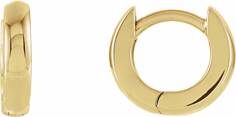 14K Yellow Gold 9.5 mm Hinged Hoop Earrings