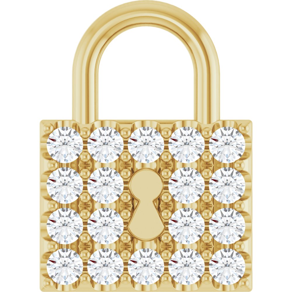 14K Yellow Gold 1/2 CTW Natural Diamond Lock Pendant