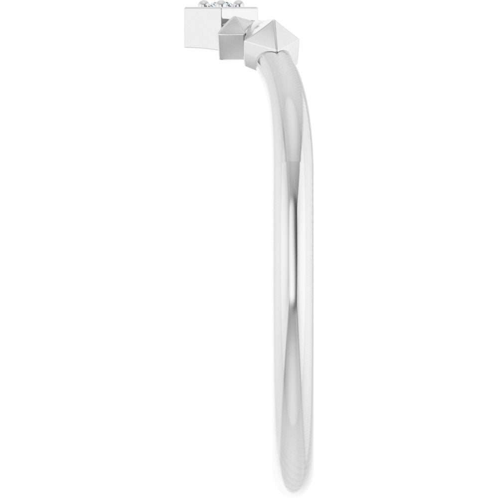 14K White .0075 CT Natural Diamond Accented Contour Band