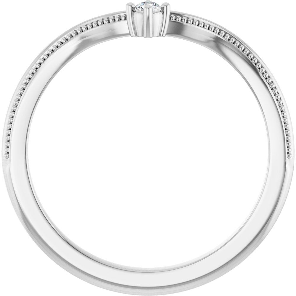 14K White Gold .03 CTW Natural Diamond Contour Band