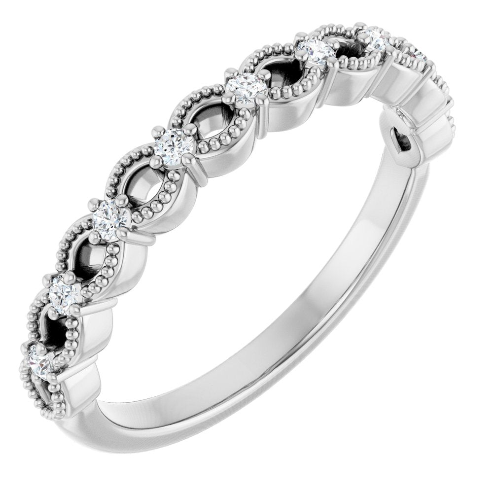 14K White Gold 1/8 CTW Natural Diamond Anniversary Band