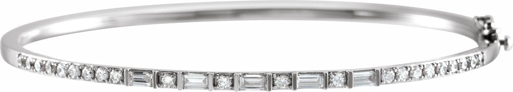 14K White Gold 1 CTW Natural Diamond 7" Bangle Bracelet