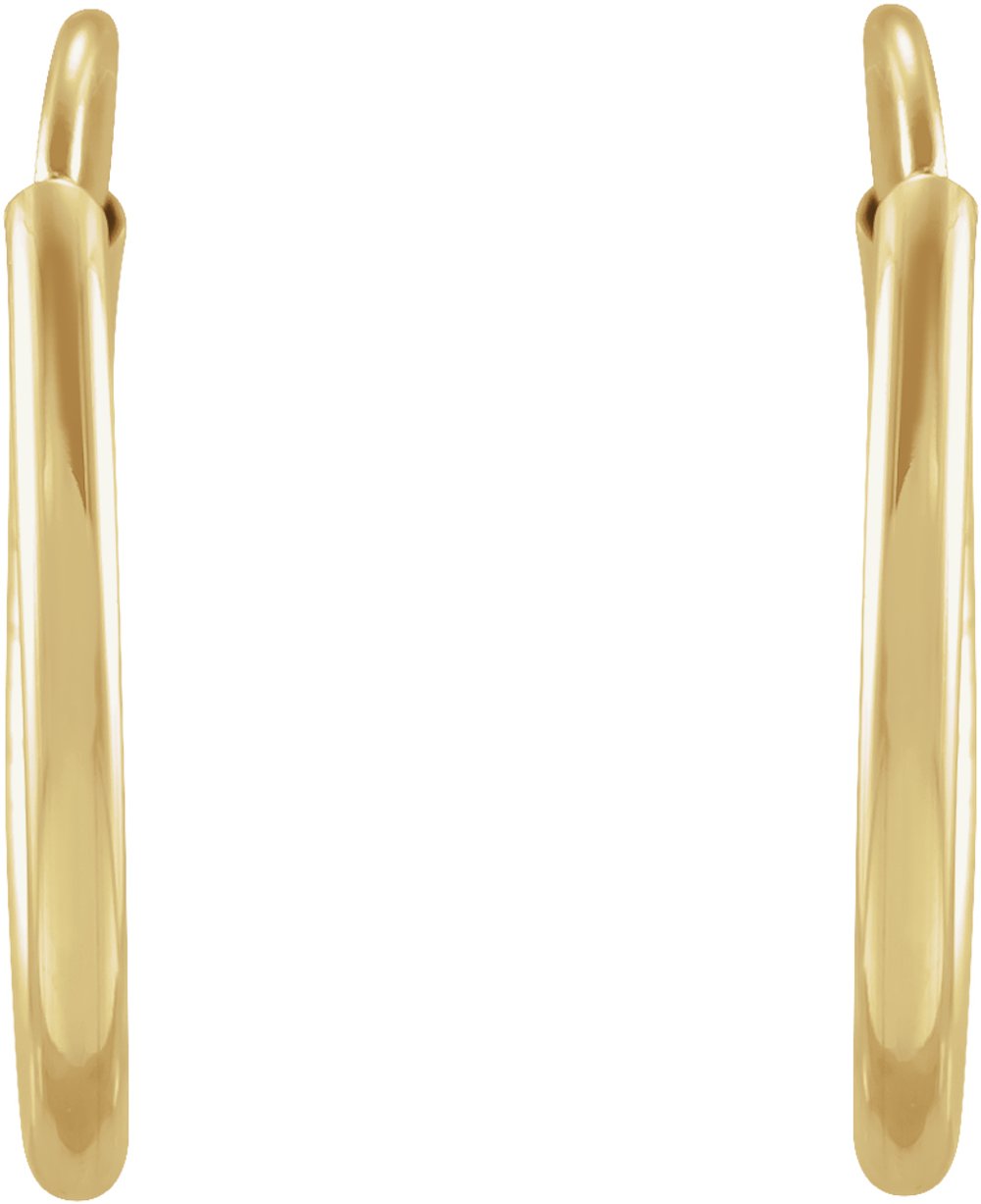 14K Yellow Gold Flexible Endless Tube 12 mm Hoop Earrings