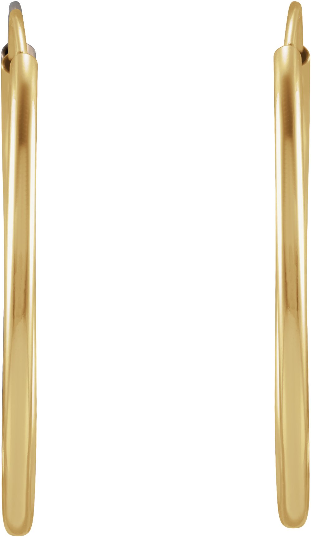 14K Yellow Gold Flexible Endless Tube 20 mm Hoop Earrings