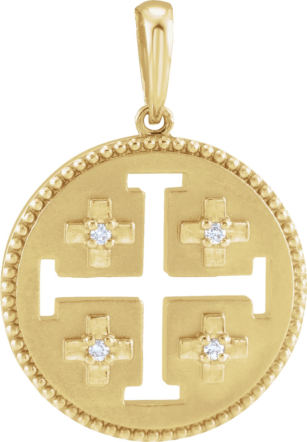 14K Yellow Gold .025 CTW Natural Diamond Jerusalem Cross Pendant