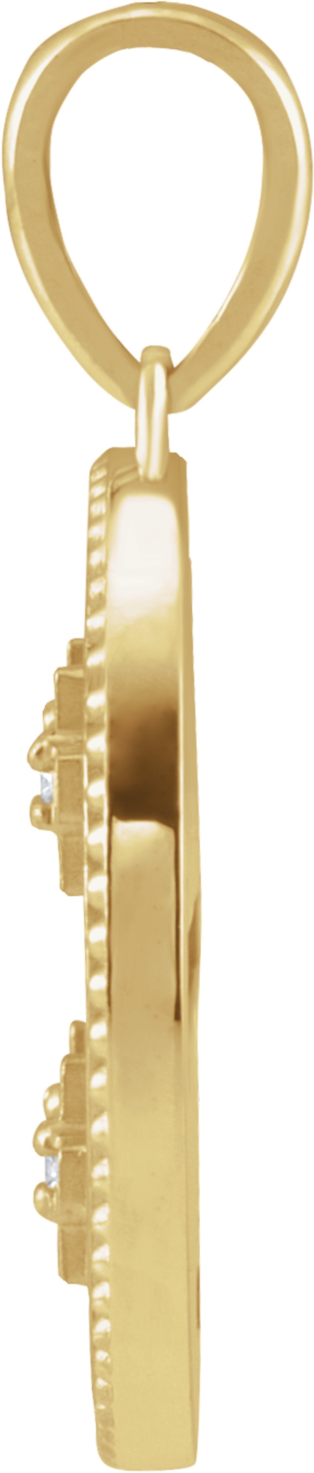 14K Yellow Gold .025 CTW Natural Diamond Jerusalem Cross Pendant
