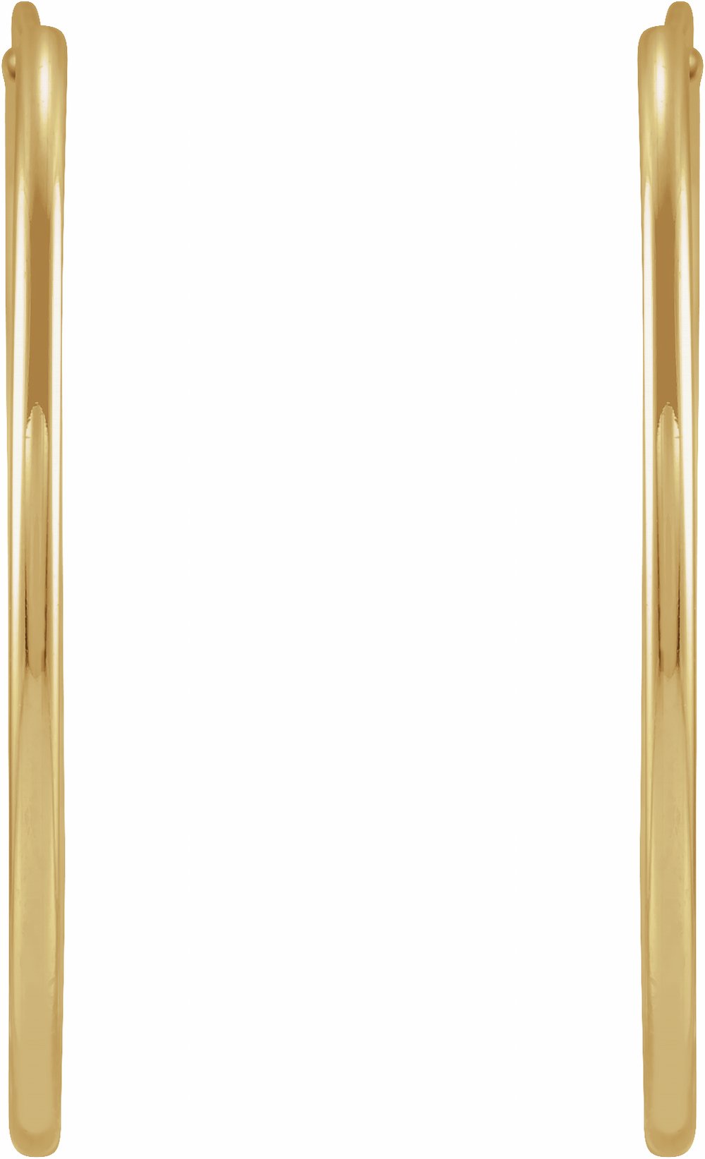 14K Yellow Gold Flexible Endless Tube 25 mm Hoop Earrings