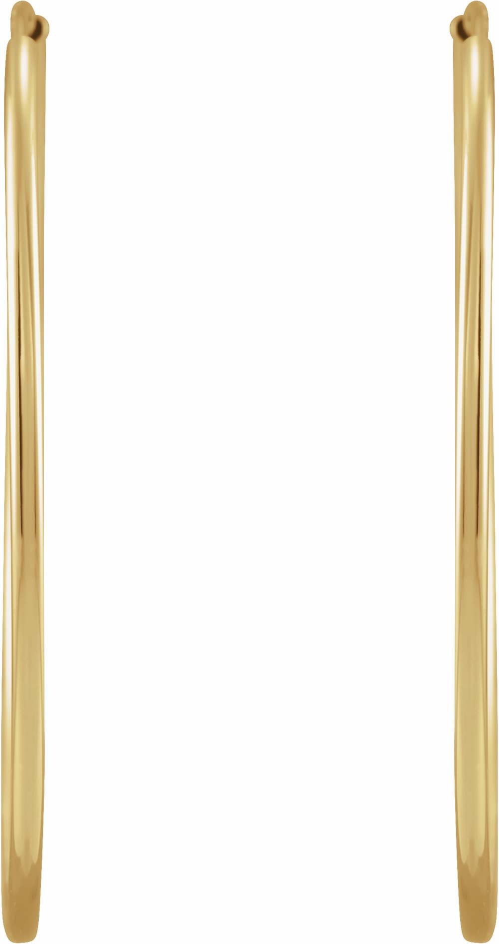 14K Yellow Gold Flexible Endless Tube 30 mm Hoop Earrings
