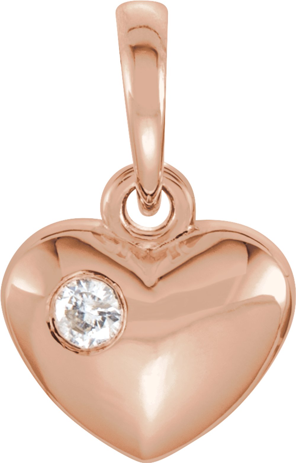 14K Rose .03 CT Natural Diamond Heart Pendant