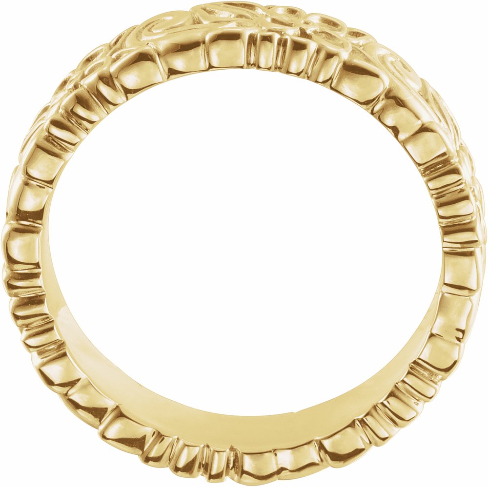 14K Yellow Gold 4 mm Floral Flat Band Size 4.5