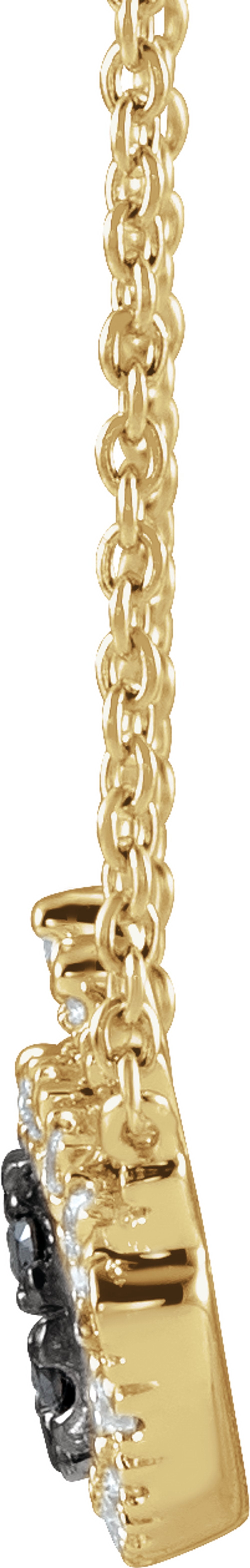 14K Yellow 1/8 CTW Natural Black & White Diamond Evil Eye 18" Necklace